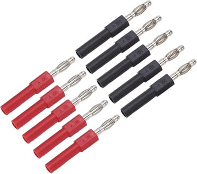 Banaanstekker Adapter - Connector Set - Elektrisch Testen - 4mm M naar 2mm V - 5 Sets - Rood Zwart