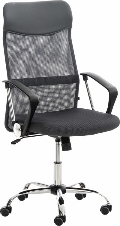 CLP Washington Bureaustoel | Kunstleer en netbekleding | Kantoorstoel met Zithoogte: 47 -55 cm grijs