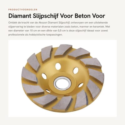 Dailygoods- Slijpschijf 10 cm - Diamant slijpschijf - Slijpschijf voor beton - Slijpschijf voor marmer - Slijpschijf voor keramiek - Schokbestendig en duurzaam - Slijpwiel