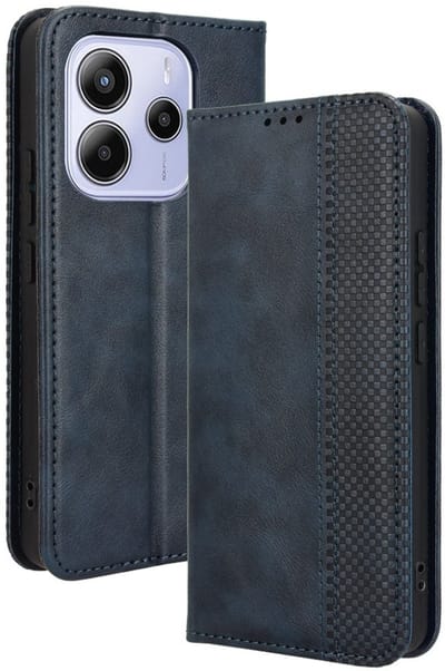 Coverup Hoesje - Geschikt voor Xiaomi Redmi Note 14 4G Hoesje - Coverup Vintage Style Book Case - Blauw