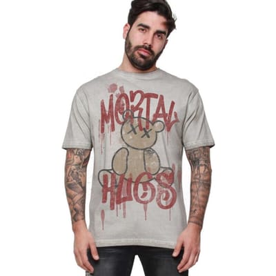 Outer Vision T-shirt - Mortal Hugs mannen T-shirt - S tot M - voor Mannen - lichtgrijs