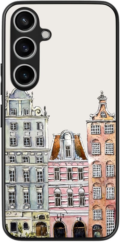 Leuke Telefoonhoesjes - Hoesje geschikt voor Samsung Galaxy A55 - Grachtenpandjes - Backcover zwart - Print / Illustratie - Multi