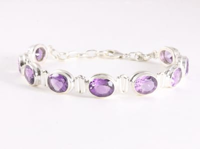 Zware zilveren armband met amethist