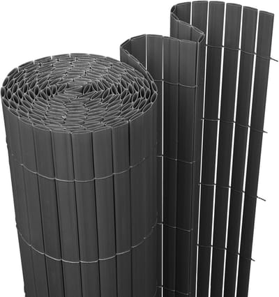 Drie ribversterkingen, antraciet pvc, inkijkbescherming, uv-bestendig, schimmelvrij en onderhoudsvriendelijk, versterkte privacy voor tuin, balkon, terras (1,6 x 10 m)