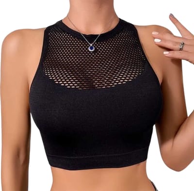 Semi-transparante sport top - Mesh - Crop - Comfortabele stretch