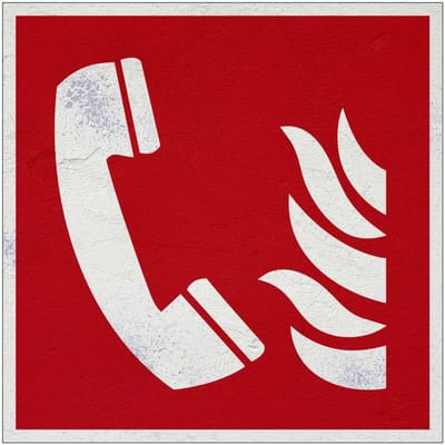 Alarmtelefoon brand bord – F006 | Forex Re materiaal | 10 x 10 cm