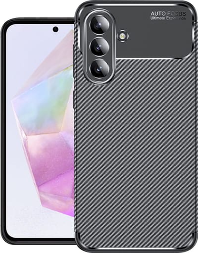 Techsuit Carbon Fiber Silicone Back Cover Hoesje geschikt voor Samsung Galaxy A37/A36 - Zwart