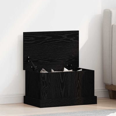 vidaXL - Opslagdoos - Zwart - eiken - 50 - x - 30 - x - 28 - cm - Bewerkt - hout