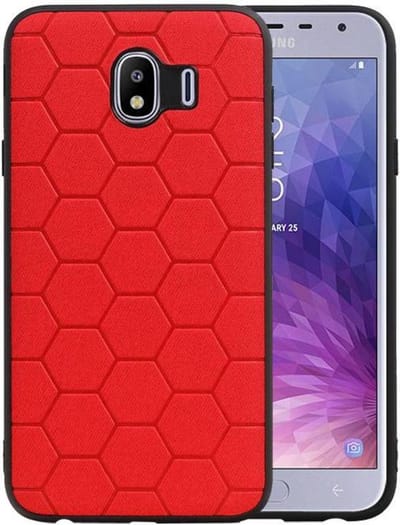 Hexagon Hard Case - Telefoonhoesje - Backcover Hoesje - achterkant hoesje - Geschikt voor Samsung Galaxy J4 - Rood