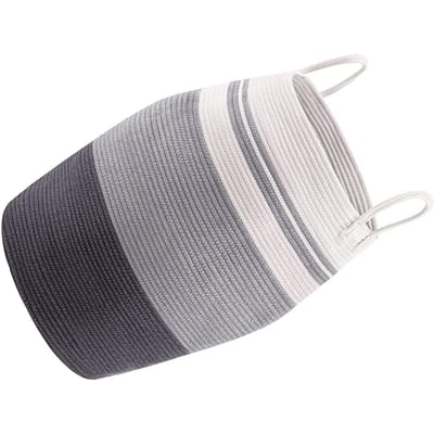 Panier à linge haut en coton, panier de rangement en corde tressée, panier à linge pour vêtements sales, jouets 39x49x65cm gray