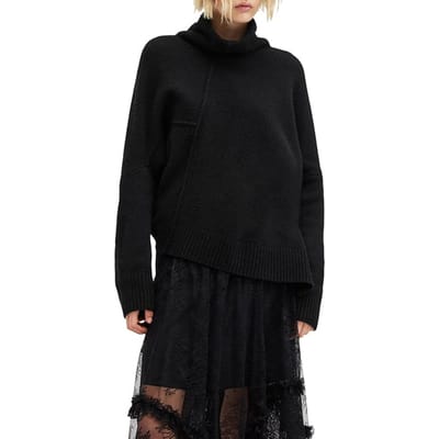 AllSaints Lock Roll Neck Black Maat: XS | Gebreide Truien Outlet | Dames | Zwart