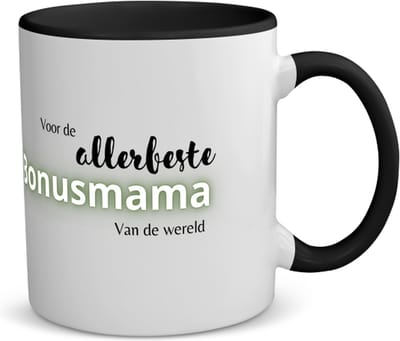 Akyol - voor de allerbeste bonusmama van de wereld koffiemok - theemok - zwart - Mama - de beste bonusmoeder - moeder cadeautjes - moederdag - verjaardagscadeau - verjaardag - cadeau - geschenk - kado - gift - moeder artikelen - 350 ML inhoud