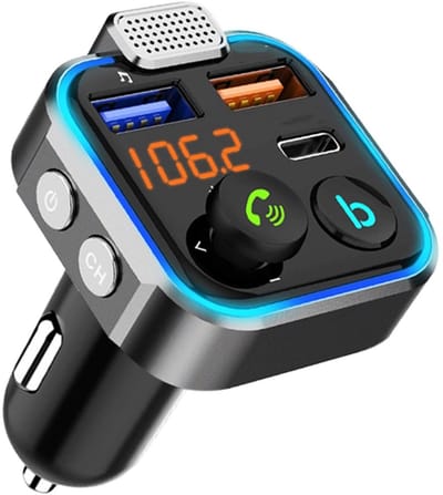 EXCITAT FM transmitter - Snelle autolader - Sigarettenaansteker - Auto Bluetooth-adapter - Bluetooth V5.0 - Dubbele USB-poorten