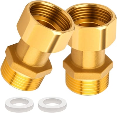 Verstelbare Messing Schroefverbinding 3/4 inch met Dichting voor Waterinstallaties en Centrale Verwarming, 2 Stuks, DN20