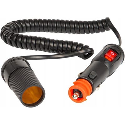 BLOW Sigarettenaansteker Verlengkabel Met Schakelaar - 12V/24V - Spiraalkabel - 1.8m - CS-13 - Zwart