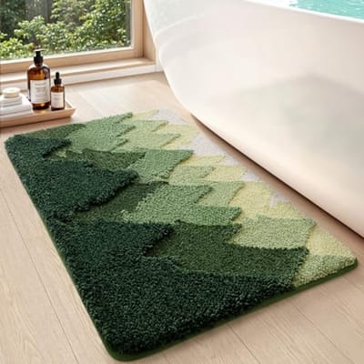 PromoHome Badmat 40x60 cm - Antislip Zachte Badmat Absorberend Wasbaar - Badkamer Mat voor Douchevloer - Bosgroen