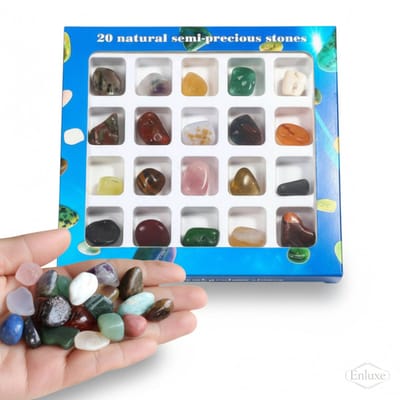 Enluxe 20 kleine Edelstenen & Kristallen Cadeauset – Educatieve Verzamelbox