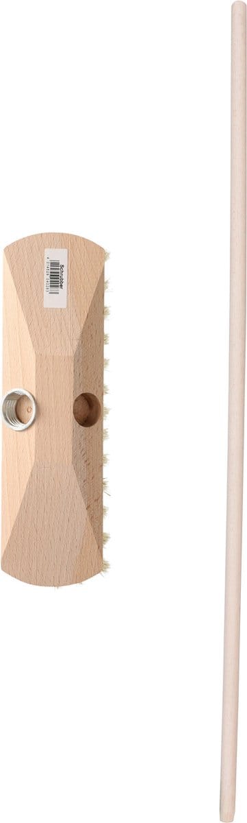 Brumag Luiwagen/schrobber 23 cm - met houten steel 120 cm -zachte schrobborstel - schoonmaakborstel - schoonmaken