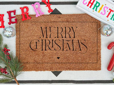 Merry Christmas | 90x60 cm | Nieuwe huis cadeau | Ingangsmat | Deurmat met stijl | Verhuizing cadeau | Praktisch & trendy | Perfect voor binnenkomst | Cadeau voor nieuwe woning