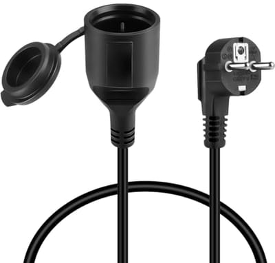 Verlengkabel 1 m EU-stekker - Schuko verlengkabel 16 A/250 V voor computers en tv