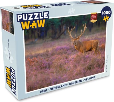 Puzzel Hert - Nederland - Bloemen - Veluwe - Legpuzzel - Puzzel 1000 stukjes volwassenen