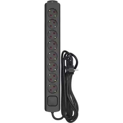 Sencys Stekkerdoos 8-voudig Zwart 5 Meter