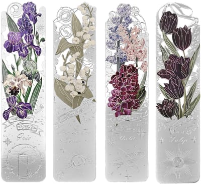 Dailygoods- Boekenleggers set van 4 - Metalen boekenleggers - Roze designs - Cadeau-idee voor boekenliefhebbers - Draagbaar en lichtgewicht - Hoogwaardige afwerking - Bladwijzers