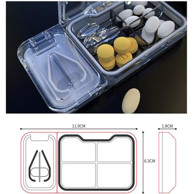Pillensnijder Splitter voor Kleine of Grote Pillen Viervakken Pillenhouder voor Tablet Vitamine en Grote blauw