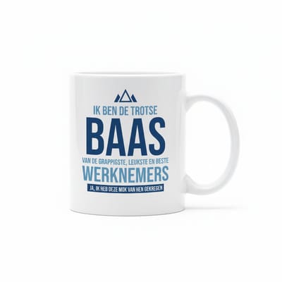 Trotse Baas Witte Mok 330ml – Grappig Cadeau van de Beste Werknemers | Nederlandse Quote Kantoorbeker