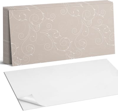 Coloray Plaktegels - Delicate spiralen en bladeren Wandtegel Zelfklevend - 60 cm x 30 cm - Beige Plaktegels - 6 stuks - Rechthoek PVC Tegels - Plaktegels Keuken - Zelfklevende Vloertegels Badkamer - Vinyl Tegels Zelfklevend - Zelfklevende Wandtegels
