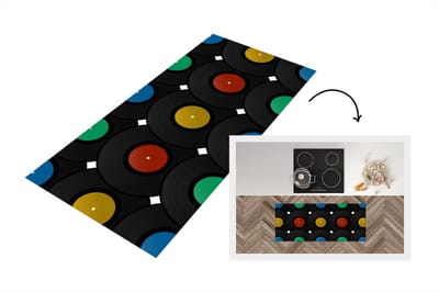 Keukenloper - Loper keuken - Platen - Muziek - Patronen - 120x50 cm - Keukenloper vinyl