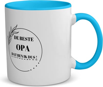 Akyol - de beste opa dat ben ik dus koffiemok - theemok - blauw - Opa - de beste opa - verjaardag - cadeau - kado - geschenk - 350 ML inhoud