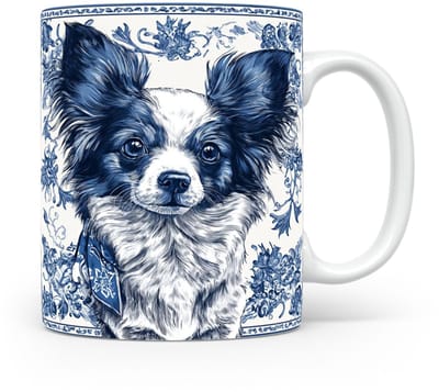 Mok Papillon Beker voor koffie of tas voor thee, cadeau voor dierenliefhebbers, moeder, vader, collega, vriend, vriendin, kantoor, opa, oma, hond, kerst, sinterklaas, verjaardag