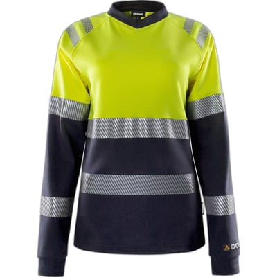 Fristads Flamestat Hi Vis Dames T-Shirt Met Lange Mouwen Klasse 1 7108 Tfl - Hi-Vis geel/marineblauw - S