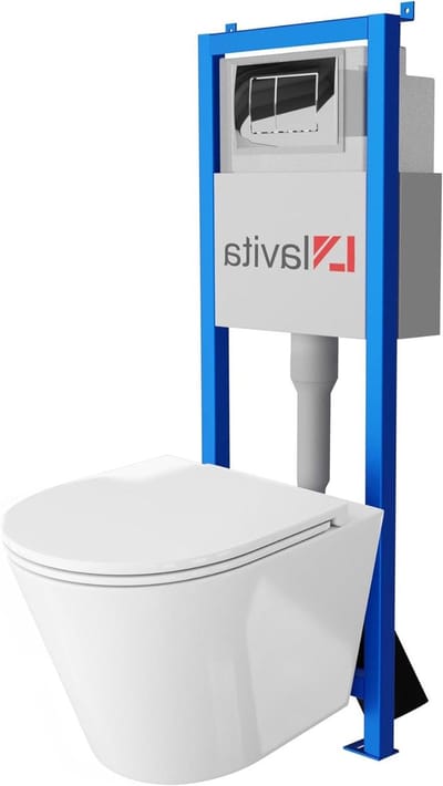 Voorwandelement Toilet - Inbouwreservoir WC - Badkamer Installatie - Zonder Spoelrand - 40 cm Breed - Verchroomd Paneel