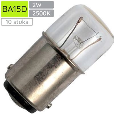 Signaallamp BA15D 6V 2W - 333 mAh - 10 stuks - T16 Gloeilamp Ø16mm - 35mm - 2500K - Dimbaar