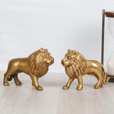 Koperen Leeuwstandbeelden voor Vastu en Feng Shui Decoratie
