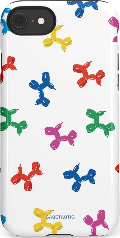 Casetastic Hoesje Geschikt voor Apple iPhone 7/8/SE - Stijlvolle Beschermende Duo-layer Case - Ballonnen hondje