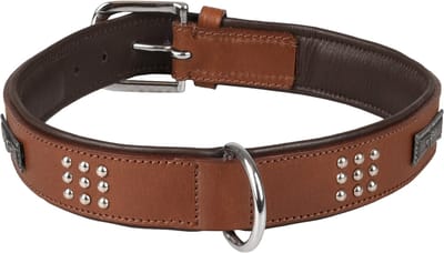 Flamingo Sedona Gevoerd;gevuld - Halsband Honden - Halsband Sedona Leder+fitting Bruin Xxl 51-60cm 37mm - 1st - 128557 - 1st