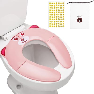Vouwbare Toiletbril voor Kinderen, Draagbare Reis Toiletaccessoire met Tas en Sterrenstickers, Ideaal voor Peuters en Kleuters vanaf 2 Jaar