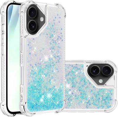 Coverup Hoesje - Geschikt voor iPhone 17 Hoesje - Coverup Liquid Glitter Back Cover - Blauw