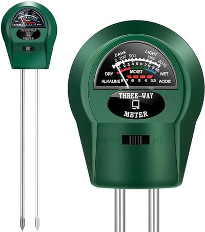 Bodem pH- & Vochtigheidsmeter – 3-in-1 Water & Voedingsstof Tester – Hoge Precisie – Voor Tuin & Kamerplanten –Bevordert een Gezonde Plantengroei