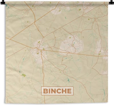 Wandkleed - Wanddoek - Plattegrond - Binche - Kaart - Vintage - Stadskaart - 180x180 cm - Wandtapijt