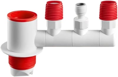Riool Anti-geur Connector - Afvoer Verbinding - Wasmachine Aansluiting - Dubbele Afdichting Technologie - 360 Graden Rotatie - Wit Rood
