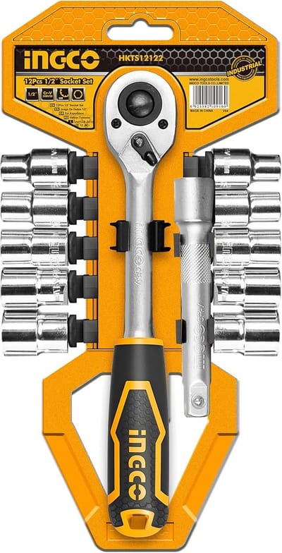 Dopsleutelset 1/2 inch met Snelle Ontgrendeling Ratel en Verlengstuk voor Gereedschapskist