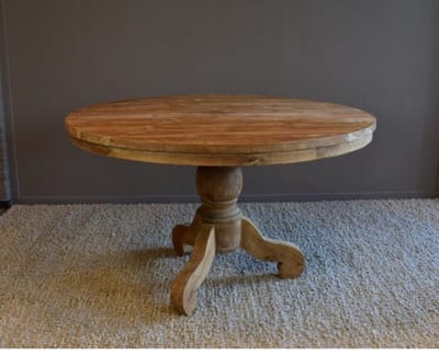 Meubelplaats Ronde Eettafel Teakhout met Bolpoot Bali - Ø120x78 cm