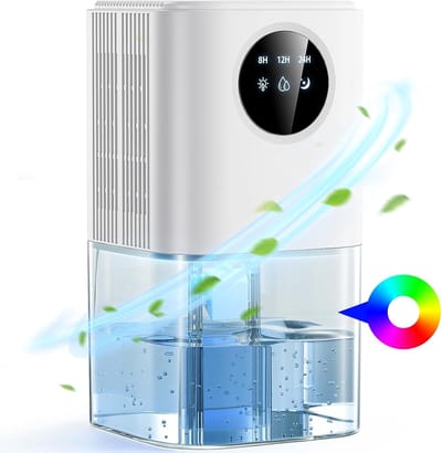 Luchtontvochtigers - 1800ML Luchtontvochtiger, Ultra-Stille Elektrische Ontvochtiger (≤38 dB), 7 LED-tactiele sfeer, Automatisch Uitschakelen, Draagbare Apparatuur met Timer voor Kleedkamer, Badkamer, Slaapkamer