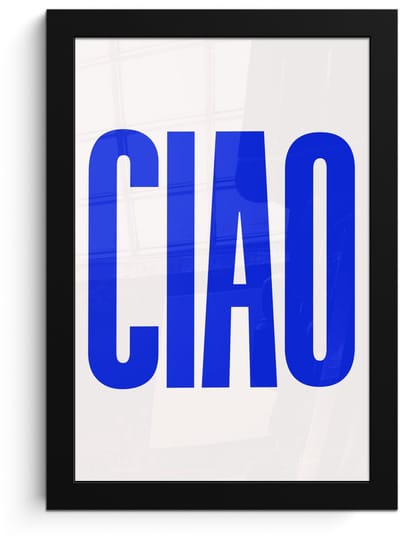 Poster in lijst - Fotolijst 20x30 cm - Posters - Ciao - Hoofdletters - Blauw - Minimalistisch - Posterlijst zwart - Decoratie - Wanddecoratie woonkamer - Muurdecoratie slaapkamer
