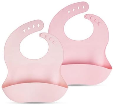 Siliconen Slabbetjes 2 Stuks - Waterdicht & BPA-vrij met Opvangzak - 4 Verstelbare Maten - Voor Babyvoeding (Konijn & Paard)