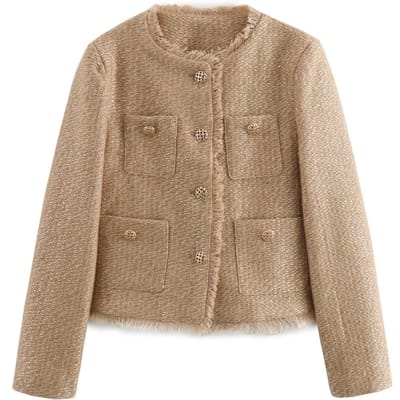 Chique Dames Tweed Basis Jas Jas Dameskleding Wollen Bovenkleding Lange Mouw Knopen Voor Dames Bovenkleding Chique Tops XS